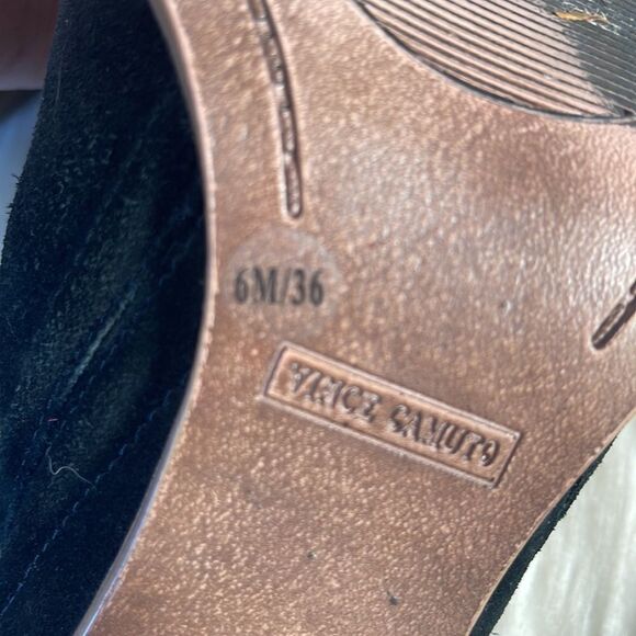 Vince Cameo Francia Black Suede Stacked Heel Booties Sz 6 - Picture 6 of 7